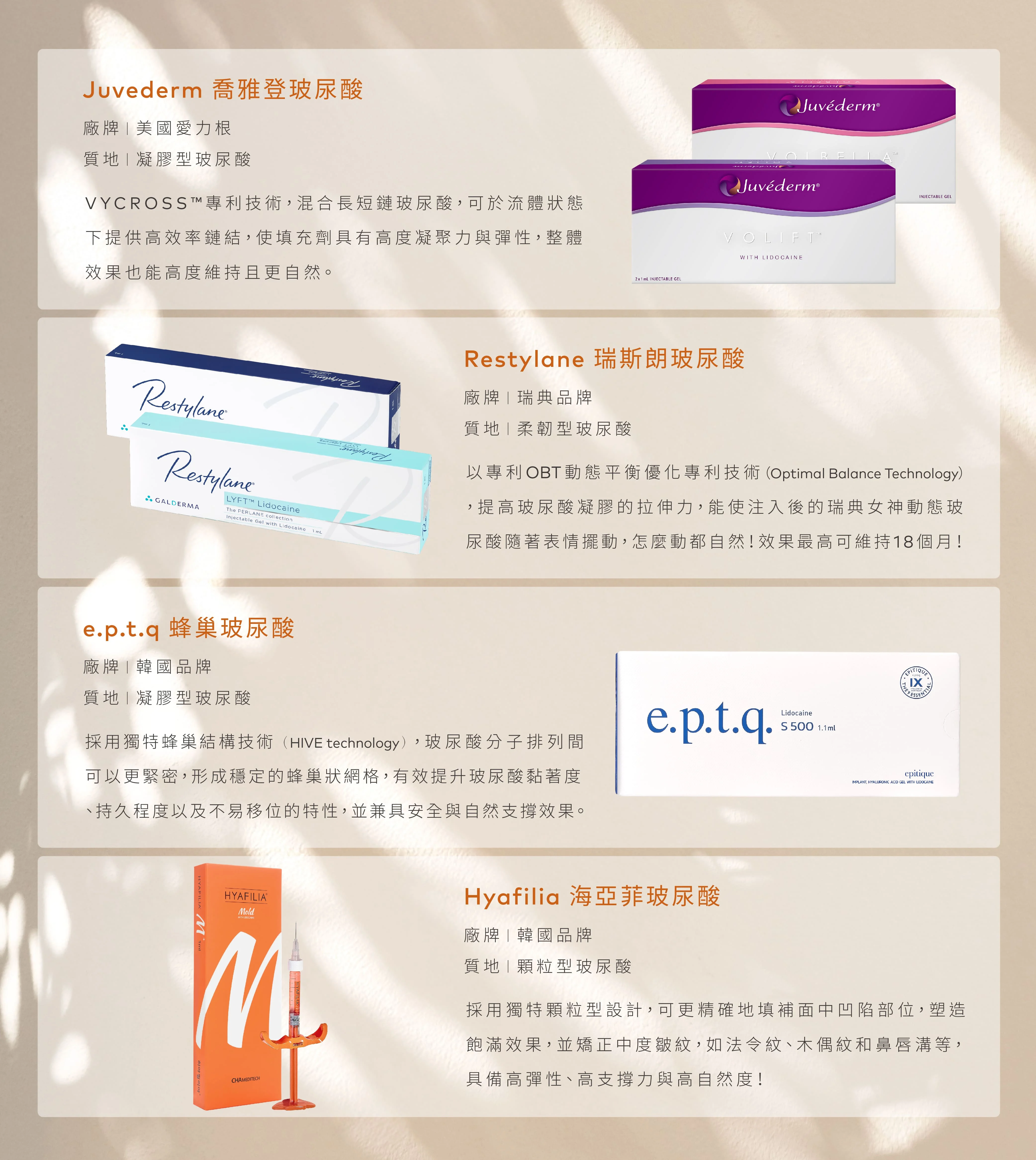 玻尿酸廠牌比較